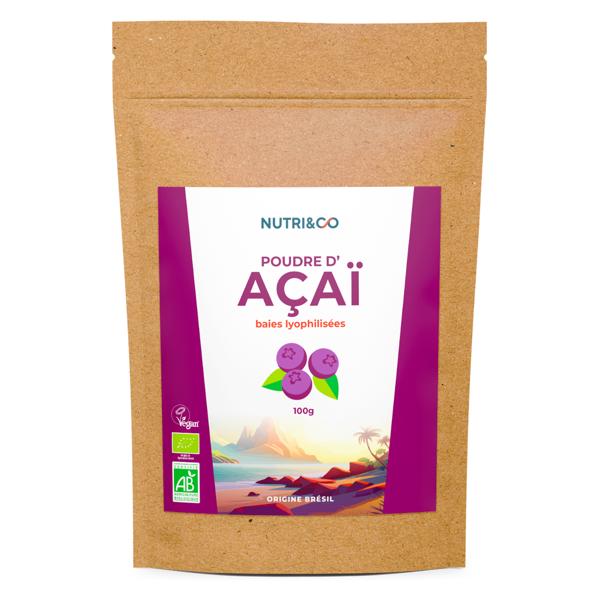 Nutri&Co Poudre d'Acaï - Fer & Vitamine C - 100g Vegan