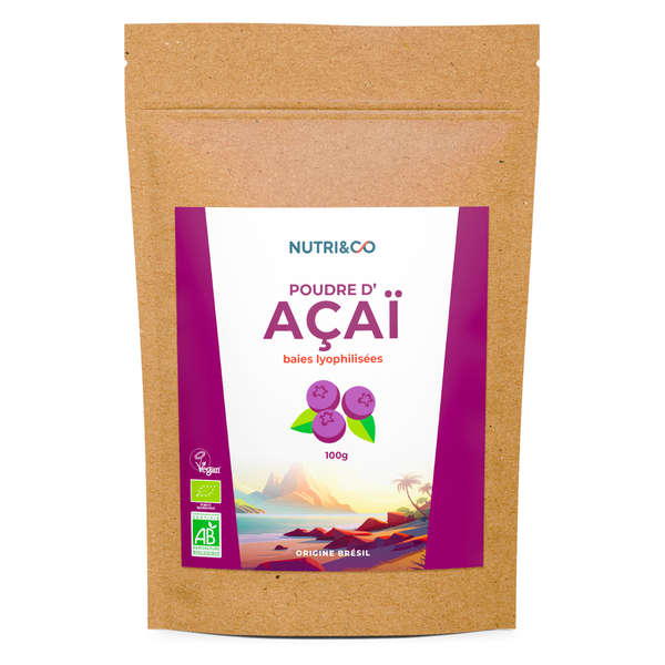 Nutri&Co Poudre d'Acaï - Fer & Vitamine C - 100g Vegan