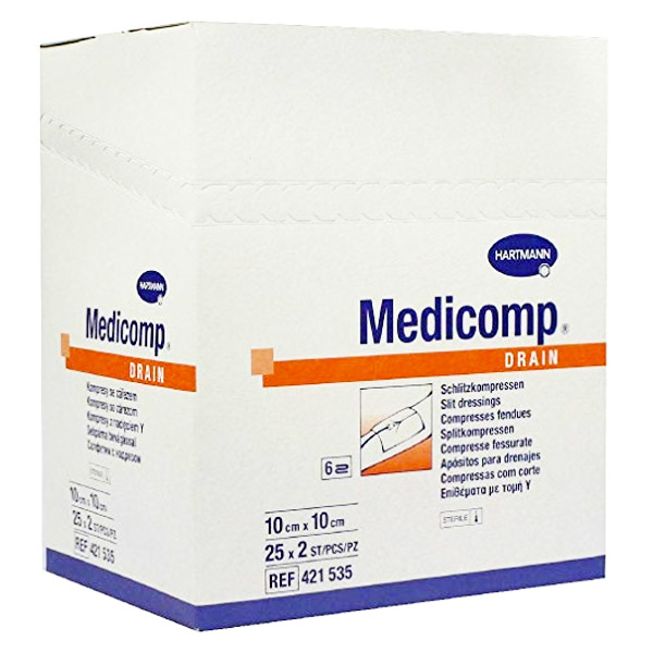 Medicomp Drain Compresse en Non Tissé 10 x 10cm 50 unités
