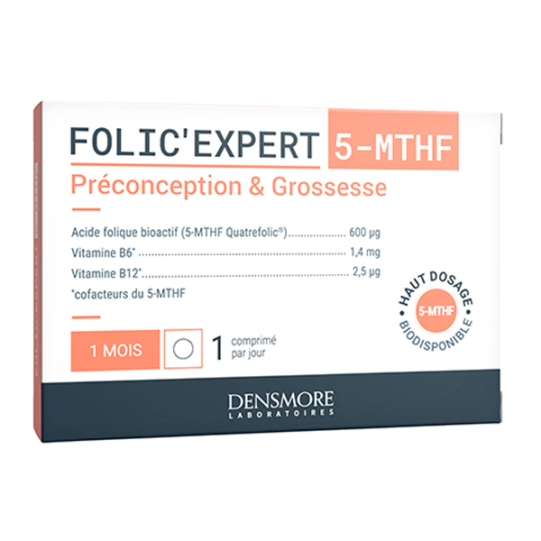 Folic'Expert - Préconception et Grossesse - Acide Folique 5-MTHF 600 μg - 1 mois