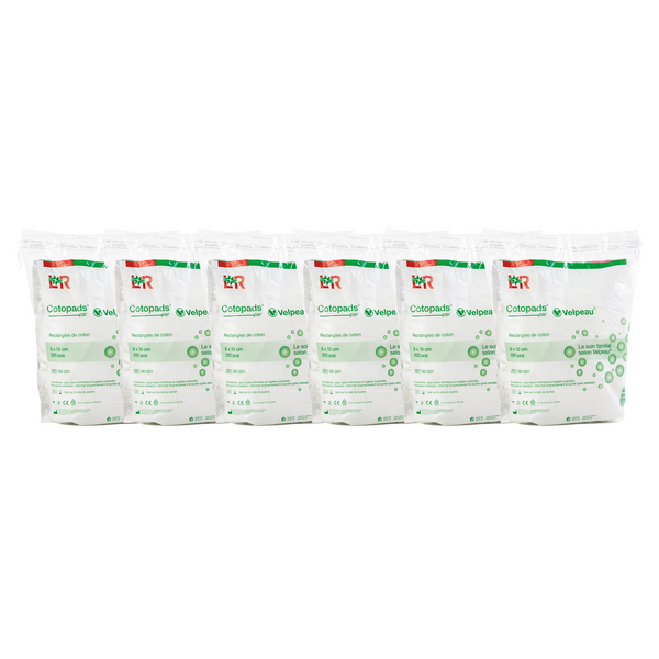 Cotopads Rectangles Coton Non Stérile 8x10cm - 100% Coton Lot de 6 x 200 unités