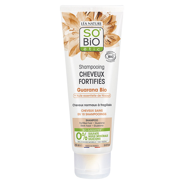 So'Bio Étic Cheveux Fortifiés Shampoing Guarana & Huile Essentielle de Niaouli Bio 250ml