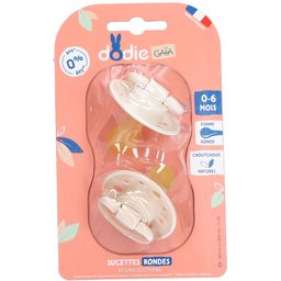 Sucettes rondes caoutchouc naturel Nature Beige 0-6 mois
