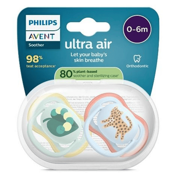 Sucette Ultra Air jour 0-6M Mix Imprimé Fun  sans BPA x2