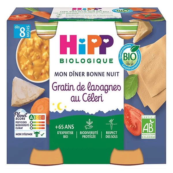 Bio Mon Dîner Bonne Nuit Bol Gratin de Lasagnes au Céleri +8m Lot de 2 x 190g