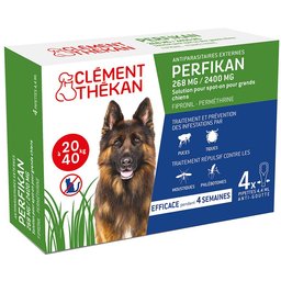 Clement Thekan Anti-Puces Anti-Tiques Chien 20-40kg 4 Pipettes