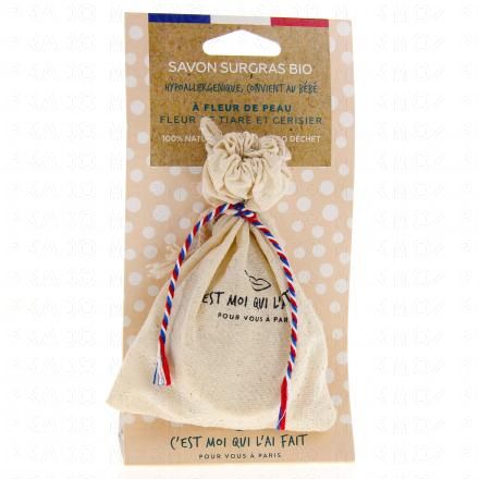 C'EST MOI QUI L'AI FAIT Savon surgras bio Fleur de Tiaré et Cerisier ''A fleur de peau'' 60gr