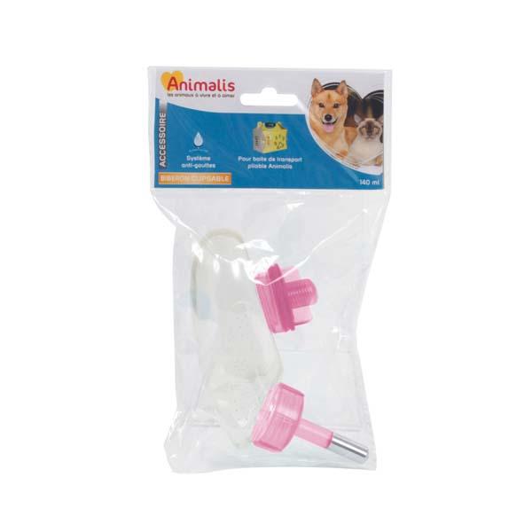 Biberon Clipsable pour Boite de Transport Chien Pliable Rose