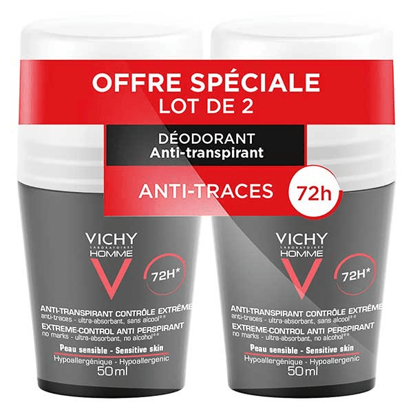 Déodorant Anti-Transpirant Contrôle Extrême 72h Roll-On Lot de 2 x 50ml