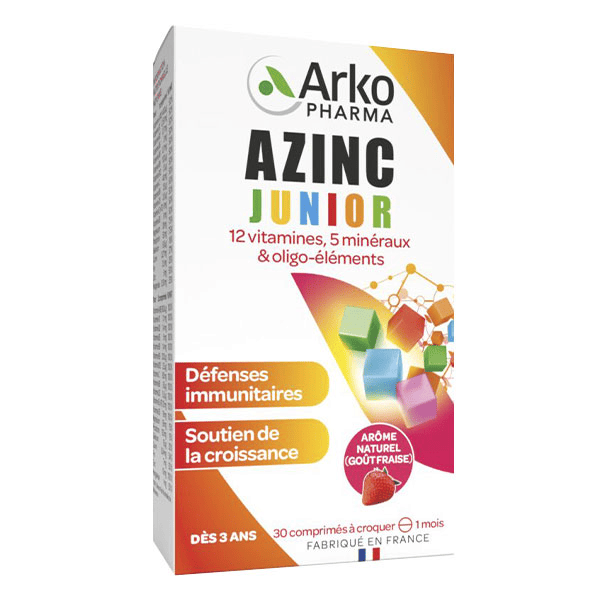 Azinc Vitalité Junior Goût Fraise 30 comprimés