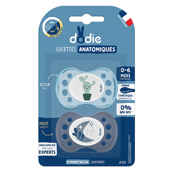Sucette Anatomique 0 à 6 mois A30 Jour et Nuit X2