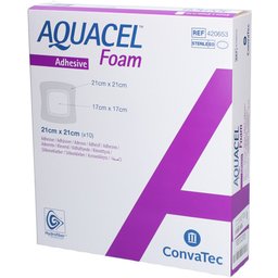 Aquacel Foam Adhésif - Pansement hydrocellulaire adhésif siliconé 21 x 21 cm