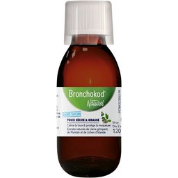 Bronchokod Naturel Toux Seche & Grasse Sans Sucre- dès 2 ans - Goût pêche- Flacon 120 ML