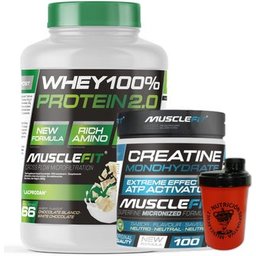 Pack Whey 100% Protein Chocolate Blanco + Creatina 300g + Shaker