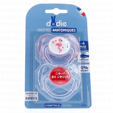 Sucettes +6 mois anatomiques silicone x2
