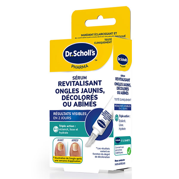 Dr. Scholl's Sérum Revitalisant Ongles Jaunis, Décolorés ou Abîmés Triple Action 10ml