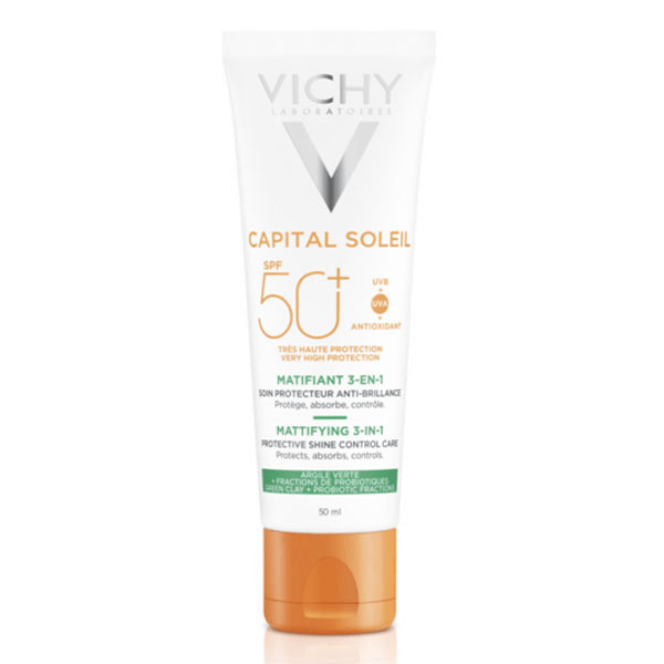 Capital Soleil Crème Solaire Visage Matifiante 3 en 1 SPF50+ 50ml