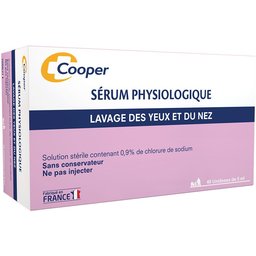 - Sérum physiologique - Lavage du nez et des yeux - Hygiène quotidienne - Pour toute la famille - Fabriqué en France - Boîte de 40 unidoses