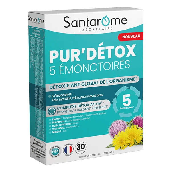 Santarome Pur'Détox 5 émonctoires Détox globale 30 gélules