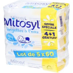 pour change bébé Lingettes à l'eau, Offre spéciale 4 + 1 gratuit - Lot de 5x60