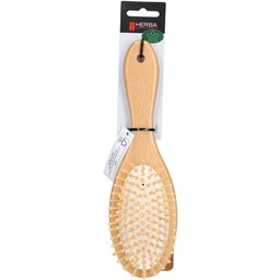 Herba Brosse à cheveux avec manche en bois, ovale, en hêtre FSC
