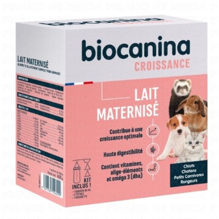 Croissance - Lait maternisé boîte 400g + 1 biberon 80ml + 1 mesurette + 2 tétines chaton + 1 tétine chiot
