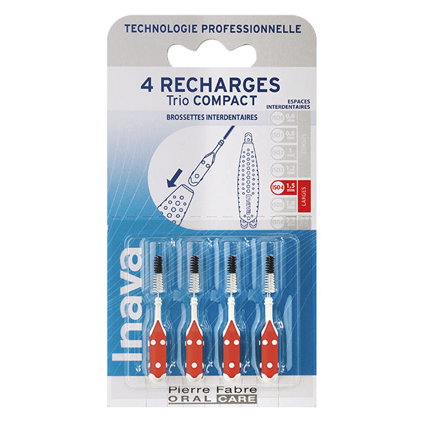 Brossettes 4 Recharges Trio Compact/Flex ISO4 1,5 mm Rouge