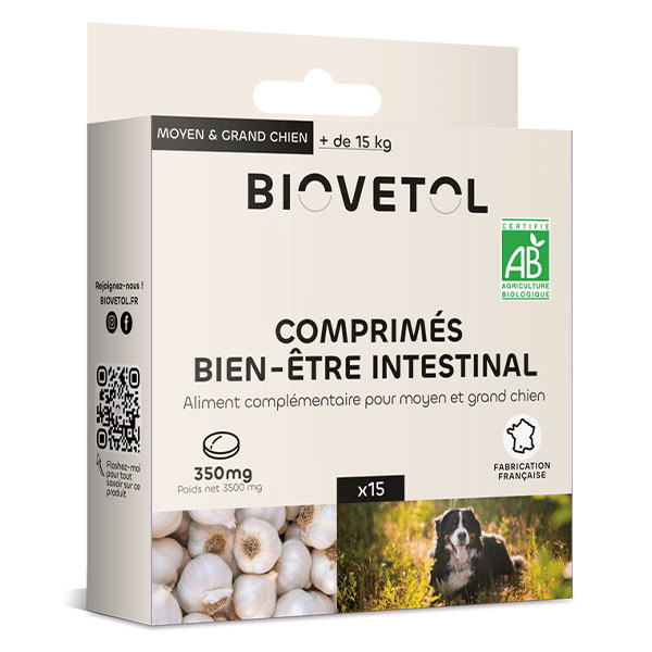 Comprimés Bien-être Intestinal Moyen/ Grand chien Bio x15
