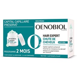 Oenobiol - Hair Expert Chute de cheveux Anti-Âge - Préserve le capital capillaire, Favorise la croissance et la densité, Préserve la pigmentation des cheveux - Complément alimentaire - 2 x 60 com
