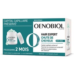 Oenobiol - Hair Expert Chute de cheveux Anti-Âge - Préserve le capital capillaire, Favorise la croissance et la densité, Préserve la pigmentation des cheveux - Complément alimentaire - 2 x 60 com