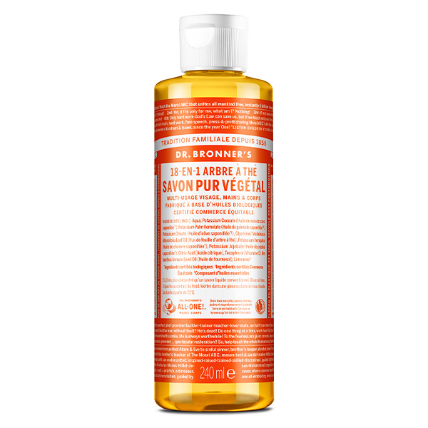 Dr Bronner's Savon Pur Végétal Arbre à Thé - 18 en 1 - 240ml