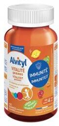 Vitalité Gommes Goûts Citron Pomme Orange Fraise - 10 Vitamines & Minéraux - Dès 4 Ans - 60 Gommes - Boîte 60 gommes
