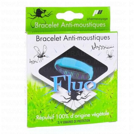Bracelet anti-moustiques bleu fluo