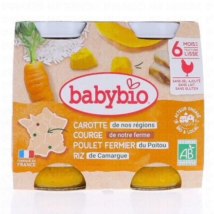 Repas du Midi - Petits pots carotte,butternut, poulet, riz dès 6 mois 2x200g