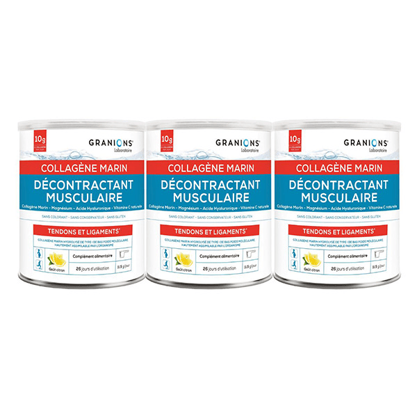 Granions Décontractant Musculaire Collagène Marin - Lot de 3 - Récupération Musculaire 3x300g Cure 3 mois