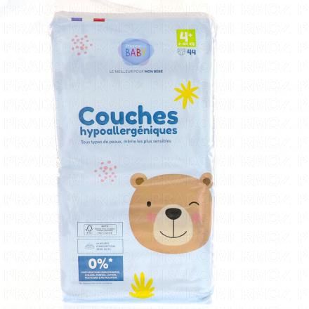 Couches hypoallergéniques taille 4+ - 9à20kg x44 couches