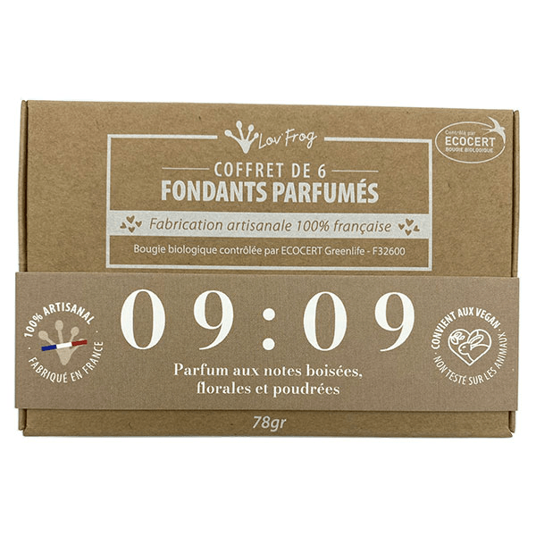 Coffret Fondant Parfumé Parfum d'Ambiance 09:09 Boisé Floral Poudré Bio 6 unités