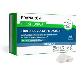Pranarôm - Digestarom - Digest Confort - Procure Un Confort Digestif - Huile Essentielle De Menthe Poivrée Et Gingembre 100% Pure Et Naturelle - Extrait Naturel de Chicorée - Vegan - 21 Comprimés