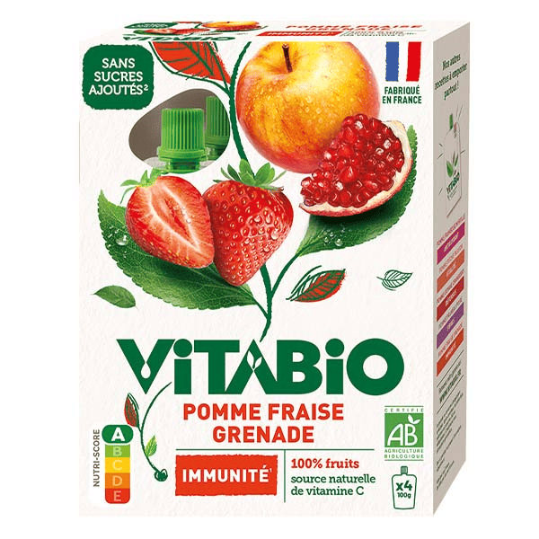 Gourdes Pomme Fraise Grenade - IMMUNITÉ - BIO - 4x100g
