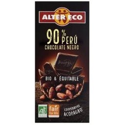 Chocolat noir 90% Pérou Bio 100g