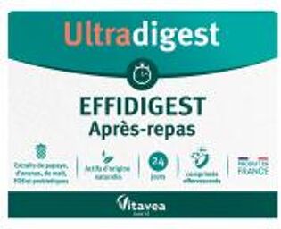 Ultradigest Après-Repas - Facilite la Digestion - Papaye - 24 Comprimés Effervescents - Boîte 24 comprimés effervescents