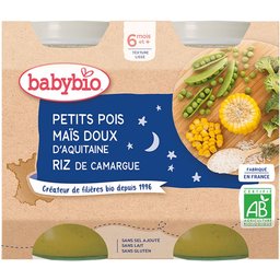 Petit pot Petits pois, Maïs doux d'Aquitaine, Riz de Camargue
