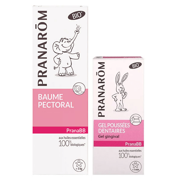 PranaBB Baume Pectoral aux Huiles Essentielles 100% Biologiques 40ml + PranaBb Gel Poussées Dentaires Bio 15ml