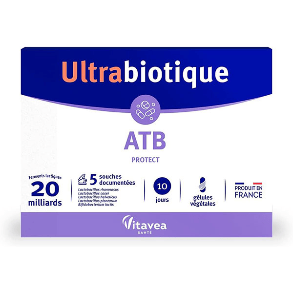 Ultrabiotique ATB - Probiotiques -Protège la flore Digestion 10 gélules