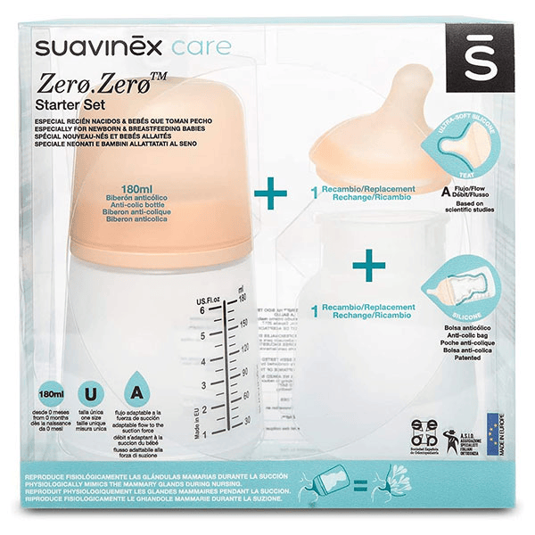 Biberon Pack Zerø Zerø Débit Moyen 180ml
