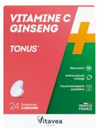 Vitamine C + Ginseng Tonus 24 comprimés à croquer - Boîte 2 tubes de 12 comprimés