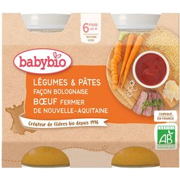 Menu Légumes & Pâtes façon bolognaise, bœuf fermier de Nouvele-Aquitaine