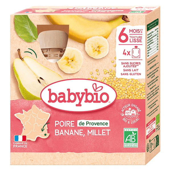Fruits Gourde Poire Banane Millet +6m Bio 4 x 90g