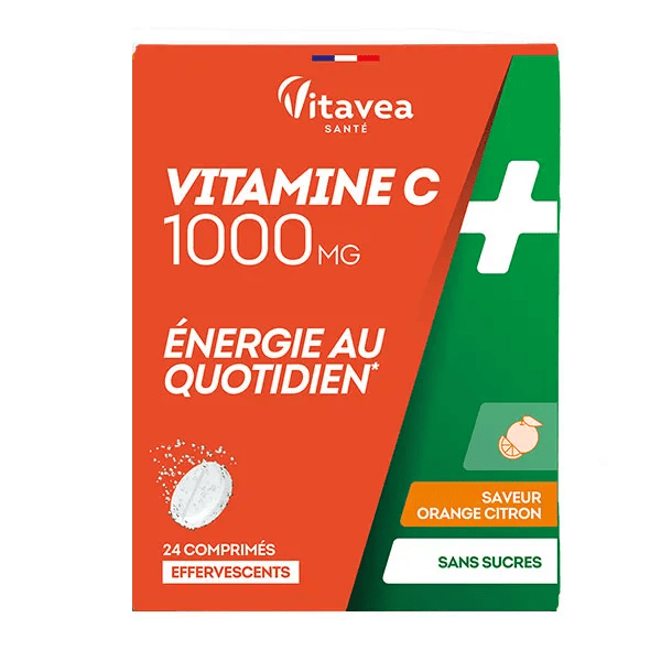 Vitamine C 1000mg Energie 24 comprimés effervescents Saveur framboise