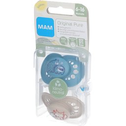 Original Pure Tétines en silicone à motif Bleu-écru 6-16 mois